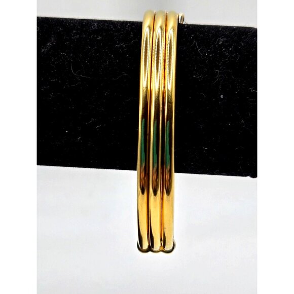 Vintage Milor Signed Sterling Gold Leaf Italian Hinged Bracelet with Safety - Picture 1 of 11